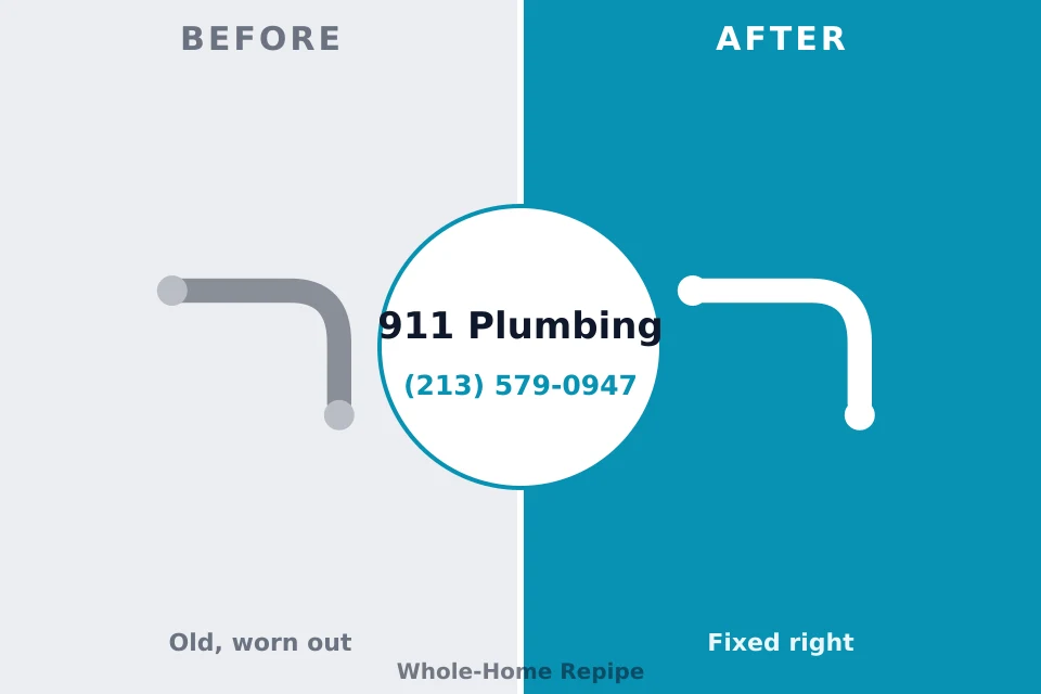 Before and after: plumbing repair Milbank, SD